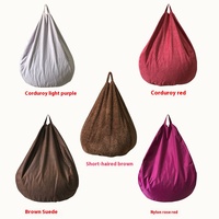 Silla de PUF de piel sintética suave de estilo moderno, sofá perezoso de espuma triturada gigante para sala de estar, funda sencilla, sofás de PUF de diseño moderno