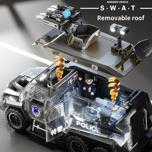 รถของเล่นตำรวจ SWAT พลาสติกราคาถูก แบบกำหนดเอง ดีไซน์เท่ห์ สำหรับเด็ก พร้อมไฟ LED เปิดประตูได้ รถของเล่นแบบหล่อขึ้นรูปเลื่อนได้ สำหรับเด็กผู้ชายอายุ 10 ปี - Product Image 4