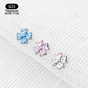 Boucles d'oreilles Yunnique F136 en zircon et alliage de titane 4,9 mm pour piercing d'oreille, de nez, de lèvre ou de langue – Idée cadeau - Product Image 3