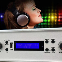 Amplificateur domestique en métal 2 canaux 600W avec télécommande, entrées USB/AUX/DVD, microphone en forme de U, son HiFi pour usage domestique