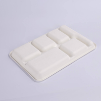 Vaisselle jetable, assiette à 6 compartiments, plateau en bagasse de canne à sucre, récipient alimentaire à emporter pour restaurant, école