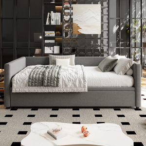 Canapé-<span class=keywords><strong>lit</strong></span> rembourré avec <span class=keywords><strong>lit</strong></span> <span class=keywords><strong>gigogne</strong></span> escamotable, canapé-<span class=keywords><strong>lit</strong></span> multifonctionnel avec support relevable, cadre antirouille, fabrication OEM personnalisée, vente en gros - Product Image 2