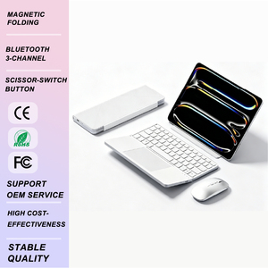 Ensemble <span class=keywords><strong>clavier</strong></span> et souris portable et pliable avec pavé tactile, design ultra-mini rechargeable pour tablettes - Product Image 1