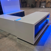 Photos de table de bureau moderne en forme de L Mobilier de cuisson Bureau de direction avec lumière LED