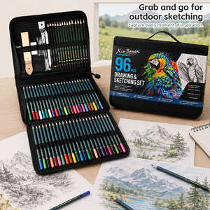 Xin Bowen Set Professionale per Disegno e Schizzo da 96 Pezzi, Kit Multifunzionale <span class=keywords><strong>di</strong></span> Strumenti Artistici per Lavori d'<span class=keywords><strong>Arte</strong></span> - Product Image 4