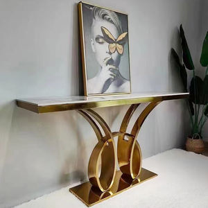 <span class=keywords><strong>Mesa</strong></span> de <span class=keywords><strong>consola</strong></span> superior de mármol de lujo, Villa, sala de estar, entrada, <span class=keywords><strong>mesa</strong></span> de <span class=keywords><strong>consola</strong></span> moderna, <span class=keywords><strong>mesa</strong></span> de <span class=keywords><strong>consola</strong></span> Base de acero inoxidable dorada - Product Image 3