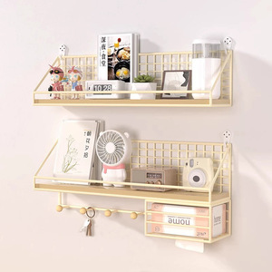 Étagère murale rectangulaire à 2 niveaux, résistante à la rouille, panier suspendu pour dortoir, chambre à coucher, pour articles divers - Product Image 3