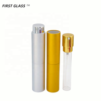 Prix d'usine, vente en gros, flacon de parfum en verre rotatif de 10 ml, atomiseur, flacon en aluminium cylindrique coloré rechargeable