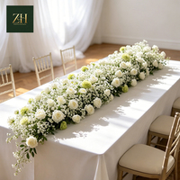 Chemin de table moderne de luxe en fleurs artificielles, chemin de table floral réutilisable pour la décoration de table de mariage ou de dîner