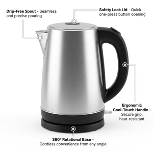 Hervidor de Agua Inalámbrico de Acero Inoxidable de 2200W, Hervidor Rápido con Ventana, Capacidad de 1.8L para Uso Doméstico y Hotelero - Product Image 2