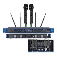 Système de microphone sans fil UHF double canal XUNGUAN SL-6500 avec récepteur à montage en rack et microphones portatifs pour la scène et les discours