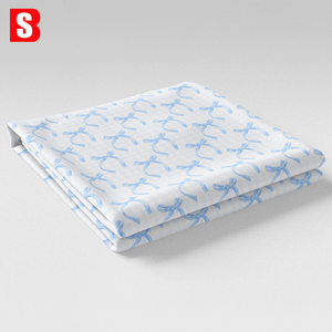 Tissu en voile de coton personnalisé Bessi avec motif de nœuds et rubans bleus imprimé numériquement 100% coton pour robes et chemisiers - Product Image 5