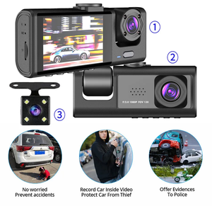 Relee 3-in-1 1080P Auto Dashboard Kamera Video recorder 360 Grad drehbare Halterung vorne hinten Ansichten Taxi WiFi Option für Fahrzeuge - Product Image 2