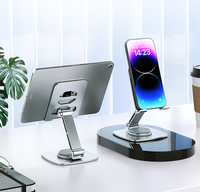 Support de bureau portable, étanche, flexible, en alliage d'aluminium, avec base pivotante à 360° pour iPad et téléphone portable