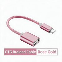 Adaptateur OTG Type C vers USB A, coque en métal tressé en nylon, charge rapide, transfert de données pour téléphone Android, tablette, ordinateur portable