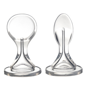 Cuillère d'alimentation pour bébé, tête transparente en forme de gourde, petite bouche, 0-12 mois, cuillère d'extrusion liquide de qualité alimentaire pour le sevrage - Product Image 1