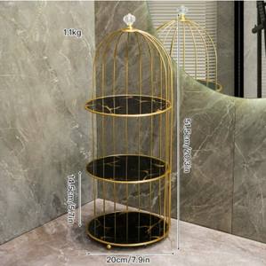 Fantezi parti düğün catering araçları tel paslanmaz çelik 3 katmanlı katmanlı kuş kafesi kek standı - Product Image 6