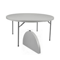 Table ronde pliante en plastique HDPE de 180 cm (72 pouces, 6 pieds) pour 10 personnes, idéale pour les événements, banquets, mariages, capacité de 12 personnes