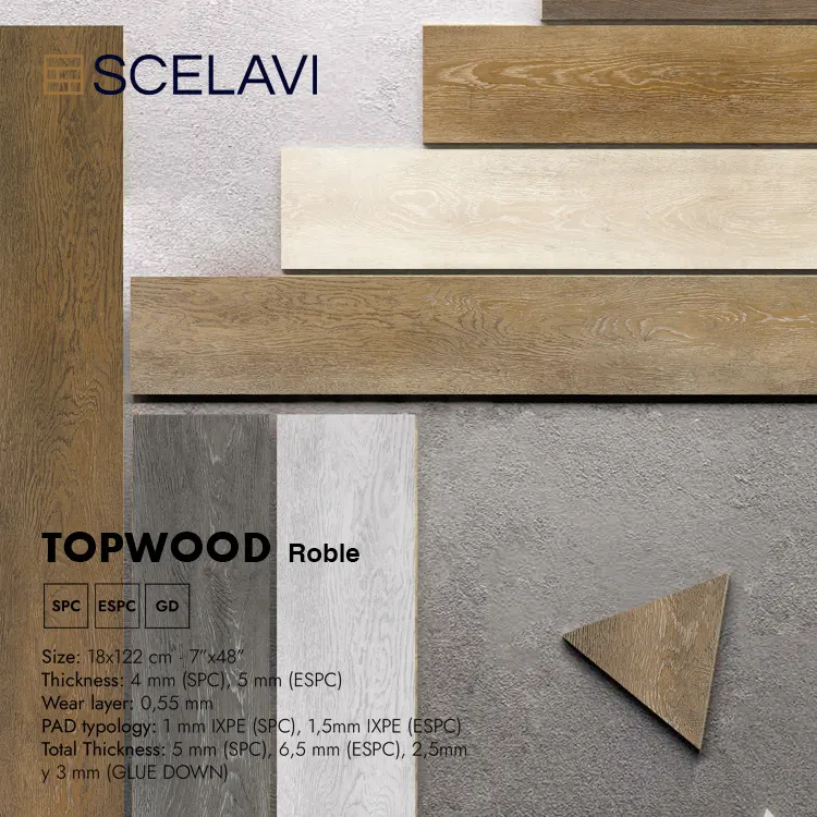 100% vinile rigido impermeabile Design realistico Design in legno pavimento in legno vinilico