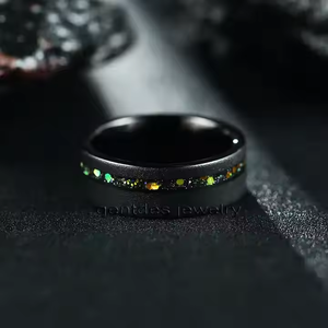 Gentdes gioielli 8mm sabbia piatta scanalatura paillettes intarsio in acciaio al titanio anello da uomo <span class=keywords><strong>fedi</strong></span> <span class=keywords><strong>nuziali</strong></span> taglia da 6 a 17 - Product Image 5