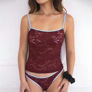 เสื้อลูกไม้สีตัดกันของผู้หญิงใหม่สำหรับแฟชั่นผู้หญิง - Product Image 5