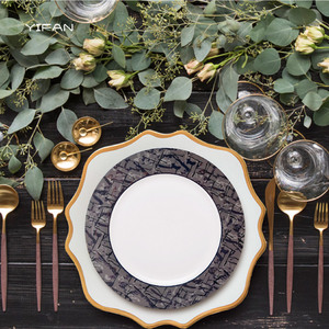 Charger Plates Wedding Decoration <b>Black</b> Decorative Dishes Ceramic Factory with Coffee Cup Saucer Luxury Dinnerware <b>Set</b> - Product Image 5