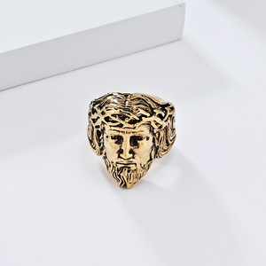 yunnique style creative retro personalized <b>rings</b>, creative portrait <b>titanium</b> steel men's <b>rings</b>, fashion pattern jew - Product Image 1