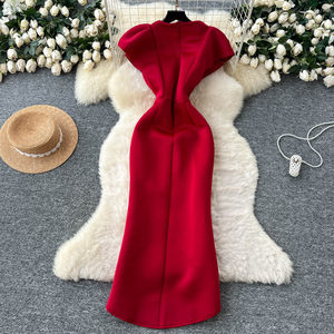 Robe sirène chic à volants pour <span class=keywords><strong>femme</strong></span>, <span class=keywords><strong>de</strong></span> luxe, avec ourlet asymétrique, fente haute, taille ajustée, élégante pour cocktail et soirée - Product Image 3