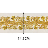 Sequin perlé broderie dentelle garniture or bordure florale à la main accessoires de couture de luxe pour robe Abaya robe de mariée tissu