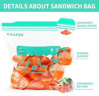 Sac refermable en plastique PE sans BPA, non toxique, avec fermeture éclair auto-scellante