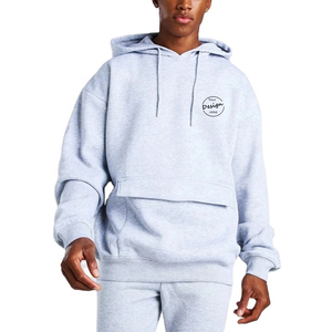 OEM personalizado 400 gramos cepillado francés Terry Pre-encogimiento Casual Pullover Drop Shoulder Sudadera con capucha suelta con bolsillo de canguro - Product Image 5