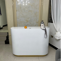 Comptoir de caisse, salon de beauté, salon de coiffure, comptoir de bar, réception d'hôtel minimaliste moderne avec éclairage LED, matériau MDF