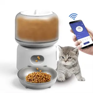 3l Cat Food Dispenser Automatic Pet Dog Cat Feeder With Stainless Steel Bowls