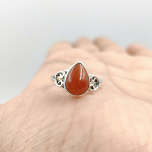 Anillo de Cornalina Natural, Plata de Ley 925, Hecho a Mano, con Cabujón en Forma de Lágrima, Gema Naranja, para Mujer, Joyería al por Mayor - Product Image 4