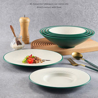 Assiettes en mélamine plastique colorées vert et blanc, écologiques, modernes, bon marché, pour la maison, le restaurant, les fêtes, la cuisine