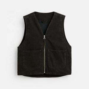 맞춤 남성 데님 조끼 남성 지퍼 데님 조끼 - Product Image 3