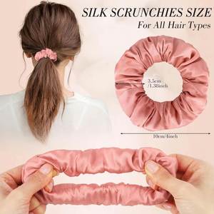 Élastiques à cheveux en soie de mûrier pour femmes, doux et sans dommage pour les cheveux, avec impression personnalisée - Product Image 3