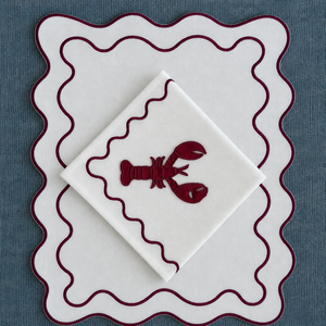 Anneaux de serviette personnalisés en forme de homard, bord brodé, tissu en lin et coton, écologiques, style européen, pour mariage et fête, logo personnalisé - Product Image 1