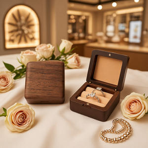 Black Walnut <b>Ring</b> <b>Box</b> Double <b>Ring</b> Position Wedding Proposal Storage <b>Box</b> Personalized Engraved Wedding Gift - Product Image 3