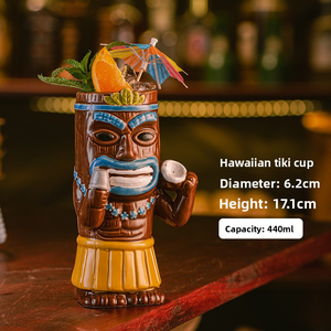 Taza Tiki de cerámica 3D moderna, diseño <span class=keywords><strong>Hawaiano</strong></span> seguro para microondas reutilizable para uso <span class=keywords><strong>en</strong></span> Bar, fiesta de Navidad - Product Image 6