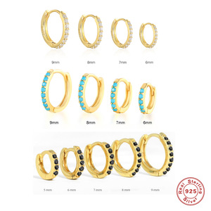 Feine Diamant 925 Sterling Silber Huggie Ohrringe Gold Kleine Creolen für Frauen Jubiläum - Product Image 6