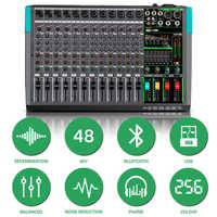 Console de Mixage Audio Numérique Professionnelle 12 Canaux 256 DSP avec Connexion USB en Métal et Plastique pour Usage Scénique