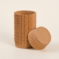 Gobelets en papier à pâtisserie YuanTong en pulpe de bois naturelle, résistants aux hautes températures, avec doublure en PET, 2 tailles (28x16/36x25mm), kit de 300 pour mini-muffins