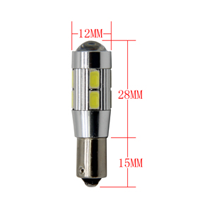 หลอดไฟมุมโค้งสีขาว ADT 12V DC รุ่น H21W BAY9S BA9S T4W BAX9S 5630 10SMD LED สำหรับไฟถอยหลังรถยนต์ - Product Image 3