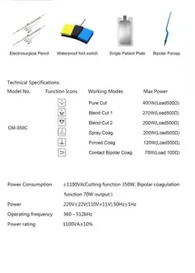 CE Electrosurgical Unit Electrocautery Cautery 기계 바이폴라 Monopolar Electrosurgical 발전기