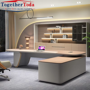 Escritorio Ejecutivo Moderno de Lujo en Forma de L con Cajones, Construcción de Madera y Metal, Resistente para Uso en el Hogar/Oficina - Product Image 4