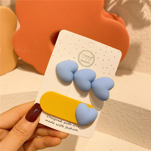 Pinzas para el cabello de estilo coreano para niñas, lindas pinzas BB con diseño de corazón de princesa en bloques de color, pinzas para el cabello de bebé, pinzas para el cabello populares en línea. - Product Image 3