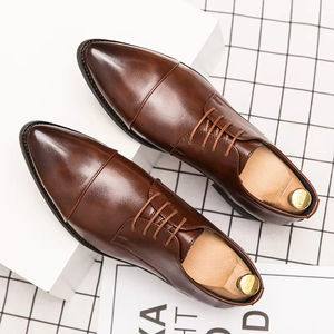 Chaussures Oxford pour hommes britanniques en cuir véritable imperméable, à bout fermé, faites à la main, pour mariage, formelles, décontractées, antidérapantes, avec boucles et sangles - Product Image 1