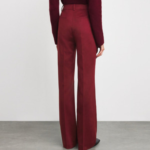 Pantalon décontracté classique pour femme, taille mi-haute, devant plat, respirant, écologique, infroissable, coupe droite, en laine/polyester, ample, idéal pour l'été - Product Image 5