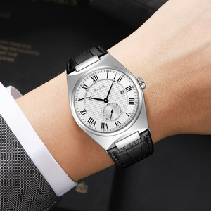 Reloj cronógrafo redondo para hombre, correa de cuero de lujo, reloj de cuarzo resistente al agua 30M, relojes al por mayor - Product Image 1